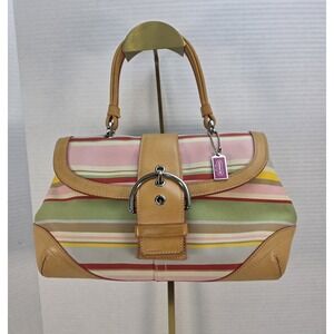 Vintage Coach Soho Twill Striped Rainbow Top Handle Bag B04J-4438